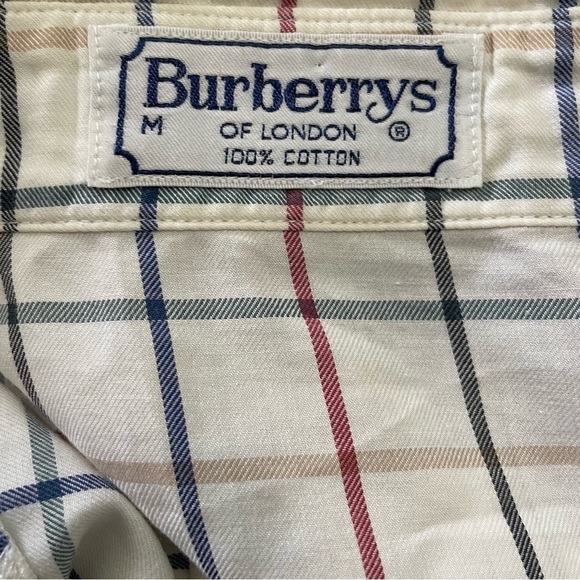 Burberry’s Vintage Burberry London Plaid Button Down 100% Cotton Top Medium - Picture 7 of 7